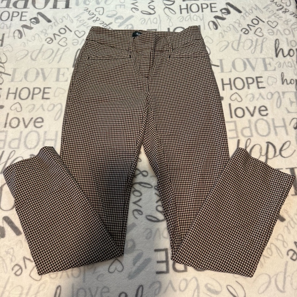 Reitmans | women's 4 petite gingham straight legs pants in Black and Cream